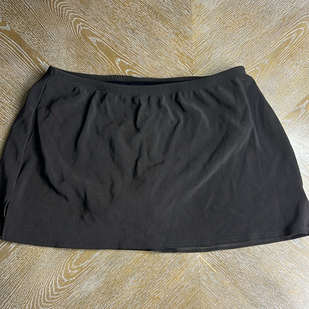 LAND’S END Plus Size Brown Ribbed Swim Skirt 18W